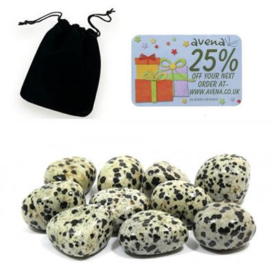 Dalmatian Jasper Gift Pouch of Ten Polished Tumblestones
